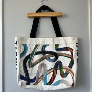 Taschen Books Canvas Tote Multicolor Animal Print Bag White Snake Print Recycle